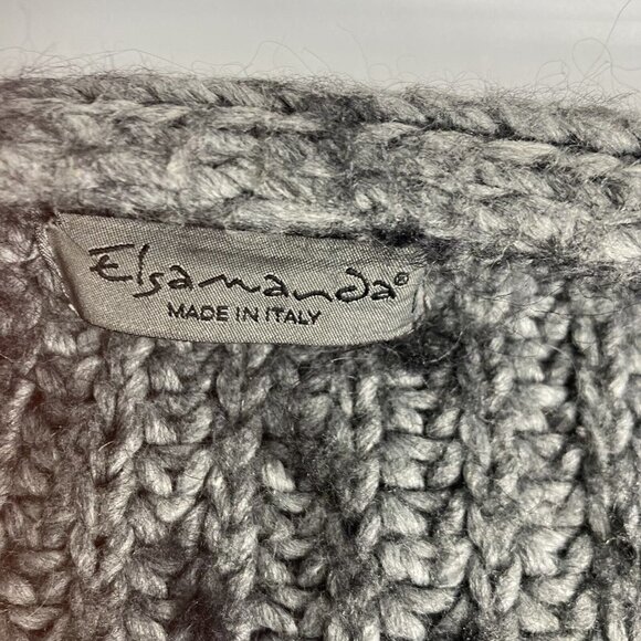 Elsamanda Open Front Chunky Alpaca Wool Blend Oversized Sweater Made In Italy-L - Picture 10 of 16